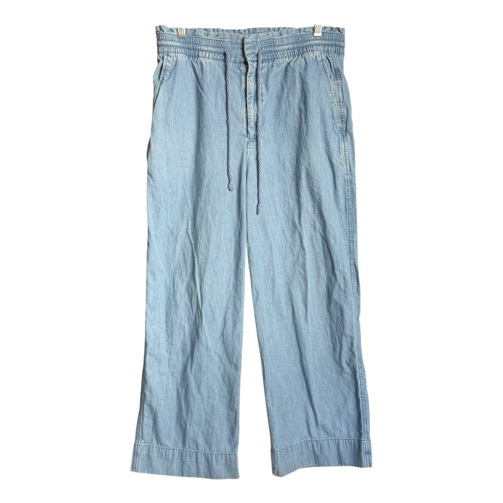Gap High Rise Chambray Wide Leg Pants Womens 10 Medium Indigo Blue 679051 - Picture 3 of 13